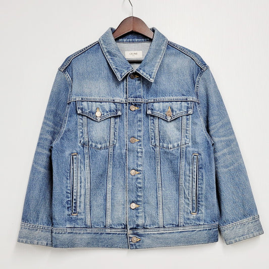 【中古品】【メンズ】 CELINE セリーヌ 2Q623206T DENIM TRACKER JACKET エディ期 Vシェイプ ピスモウォッシュ デニムトラッカージャケット アウター 長袖 141-241228-ma-04-izu サイズ：S カラー：インディゴ 万代Net店