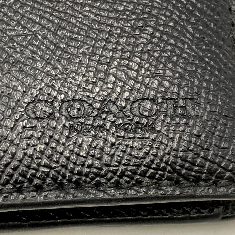 【中古品】【メンズ/レディース】 COACH コーチ F59111 クロスグレインレザー 二つ折り財布 ウォレット 181-250110-as-32-izu カラー：ブラック 万代Net店