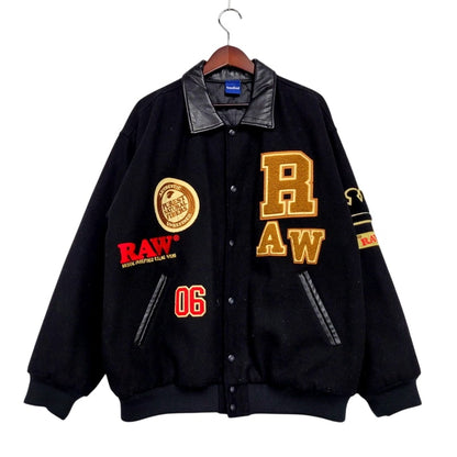 【中古品】【メンズ】  INTERBREED インターブリード × RAW ロウ VARSITY JACKET バーシティ ジャケット アウター 142-250109-as-32-izu サイズ：XL カラー：ブラック 万代Net店