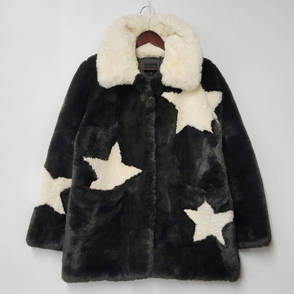 【中古品】【メンズ】 Guess ゲス YG4W7851 STAR FUR JACKET スターファージャケット アウター 長袖 142-250111-ma-04-izu サイズ：S カラー：黒/白 万代Net店