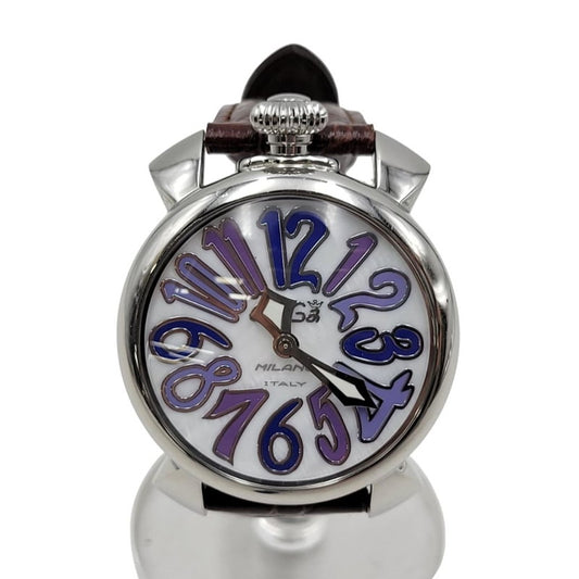 【中古品】【メンズ/レディース】 Gaga Milano ガガ・ミラノ MANUALE 40 16258 マヌアーレ40 腕時計 197-250112-as-04-izu カラー：ホワイト×ブラウン 万代Net店