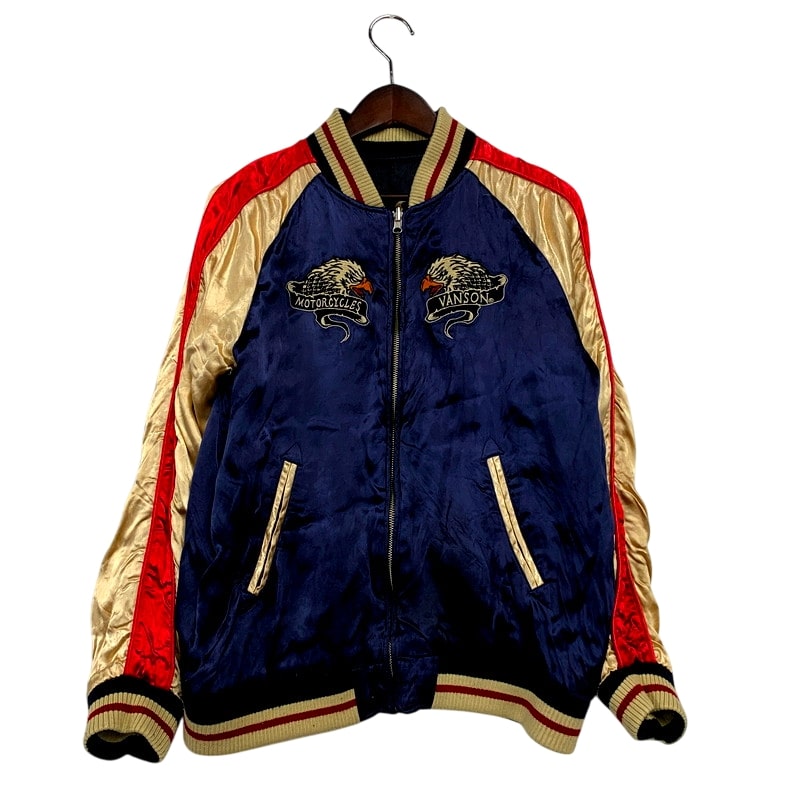 【現状渡し品】【メンズ】 VANSON バンソン SOUVENIR JACKET スーベニアジャケット スカジャン リバーシブル アウター 145-250112-as-16-izu カラー：ネイビー×ブラック 万代Net店