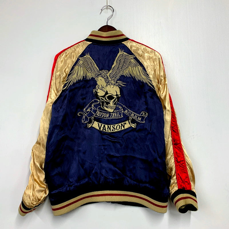 【現状渡し品】【メンズ】 VANSON バンソン SOUVENIR JACKET スーベニアジャケット スカジャン リバーシブル アウター 145-250112-as-16-izu カラー：ネイビー×ブラック 万代Net店