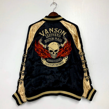 【現状渡し品】【メンズ】 VANSON バンソン SOUVENIR JACKET スーベニアジャケット スカジャン リバーシブル アウター 145-250112-as-16-izu カラー：ネイビー×ブラック 万代Net店