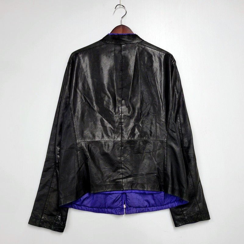 【現状渡し品】【メンズ】 ARMANI COLLEZIONI アルマーニコレッツォーニ LAMBSKIN LEATHER REVERSIBLE JACKET ラムスキン レザー リバーシブル ジャケット アウター 141-250113-as-29-izu サイズ：52 カラー：ブラック/パープル 万代Net店