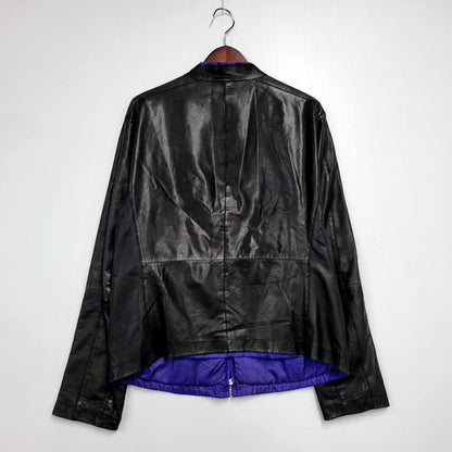 【現状渡し品】【メンズ】 ARMANI COLLEZIONI アルマーニコレッツォーニ LAMBSKIN LEATHER REVERSIBLE JACKET ラムスキン レザー リバーシブル ジャケット アウター 141-250113-as-29-izu サイズ：52 カラー：ブラック/パープル 万代Net店