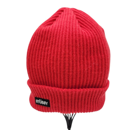 【中古品】【メンズ/レディース】 STUSSY ステューシー SMALL PATCH WATCH CAP BEANIE 132957 スモール パッチ ワッチキャップ ビーニー ニット帽 185-250115-as-26-izu サイズ：F カラー：レッド 万代Net店