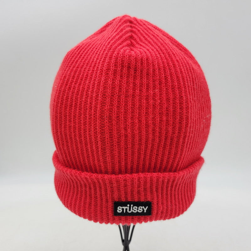 【中古品】【メンズ/レディース】 STUSSY ステューシー SMALL PATCH WATCH CAP BEANIE 132957 スモール パッチ ワッチキャップ ビーニー ニット帽 185-250115-as-26-izu サイズ：F カラー：レッド 万代Net店