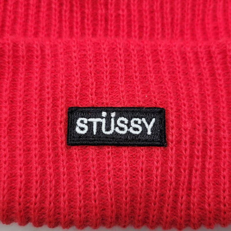 【中古品】【メンズ/レディース】 STUSSY ステューシー SMALL PATCH WATCH CAP BEANIE 132957 スモール パッチ ワッチキャップ ビーニー ニット帽 185-250115-as-26-izu サイズ：F カラー：レッド 万代Net店