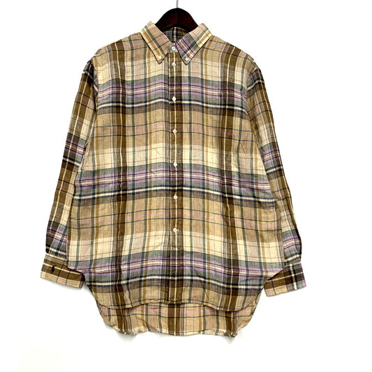 【中古品】【メンズ】 Polo by Ralph Lauren ポロバイラルフローレン LS BD CHECK LINEN SHIRT ロングスリーブ ボタンダウン チェック リネン シャツ 長袖 トップス 147-250118-as-04-izu サイズ：S カラー：マルチカラー 万代Net店