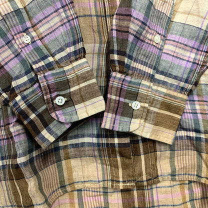 【中古品】【メンズ】 Polo by Ralph Lauren ポロバイラルフローレン LS BD CHECK LINEN SHIRT ロングスリーブ ボタンダウン チェック リネン シャツ 長袖 トップス 147-250118-as-04-izu サイズ：S カラー：マルチカラー 万代Net店