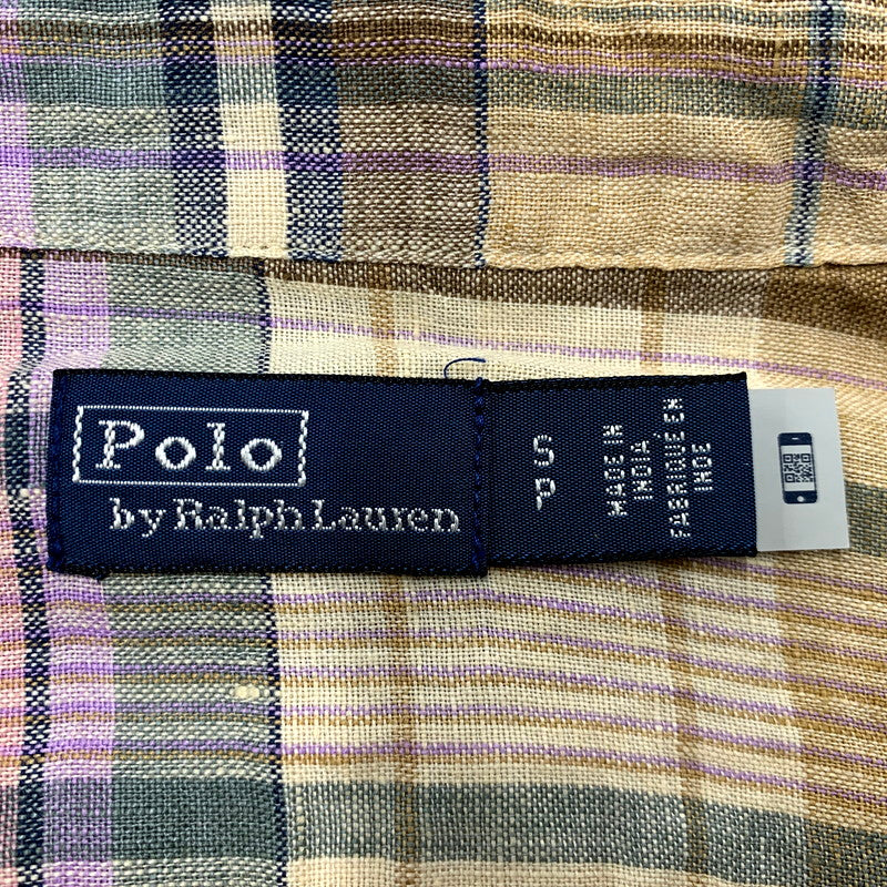 【中古品】【メンズ】 Polo by Ralph Lauren ポロバイラルフローレン LS BD CHECK LINEN SHIRT ロングスリーブ ボタンダウン チェック リネン シャツ 長袖 トップス 147-250118-as-04-izu サイズ：S カラー：マルチカラー 万代Net店