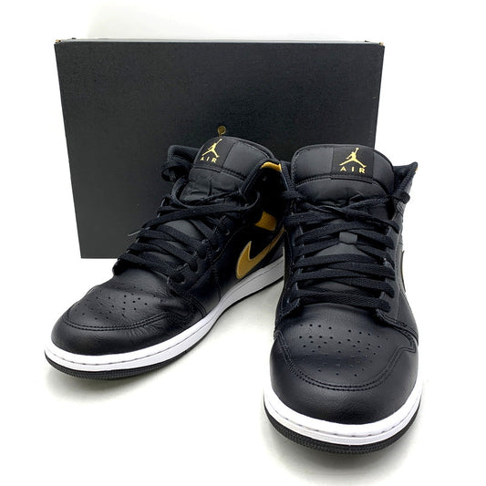 【中古品】【メンズ】 NIKE ナイキ AIR JORDAN 1 MID DQ8426-071 エアジョーダン1 ミッド スニーカー シューズ 靴 160-250116-as-16-izu サイズ：28.5cm カラー：BLACK/METALLIC GOLD-WHITE 万代Net店