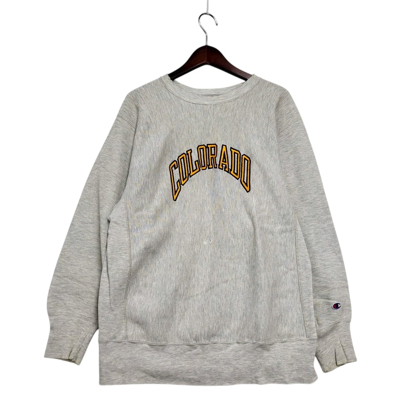【現状渡し品】【メンズ】 Champion チャンピオン 90S COLORADO REVERSE WEAVE SWEATSHIRT リバース ウィーブ スウェットシャツ USA製 トレーナー 長袖 トップス 146-250116-as-09-izu サイズ：XL カラー：ライトグレー 万代Net店