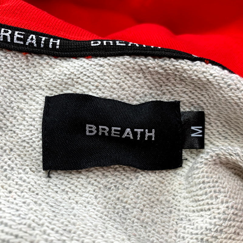【中古美品】【メンズ】 BREATH ブレス BR23A-C5003 23AW TWO TONE EMBROIDERY HOODIE ツートーンエンブロイダリーフーディ― トップス パーカー 長袖 142-250117-ma-02-izu サイズ：M カラー：赤/グレー 万代Net店