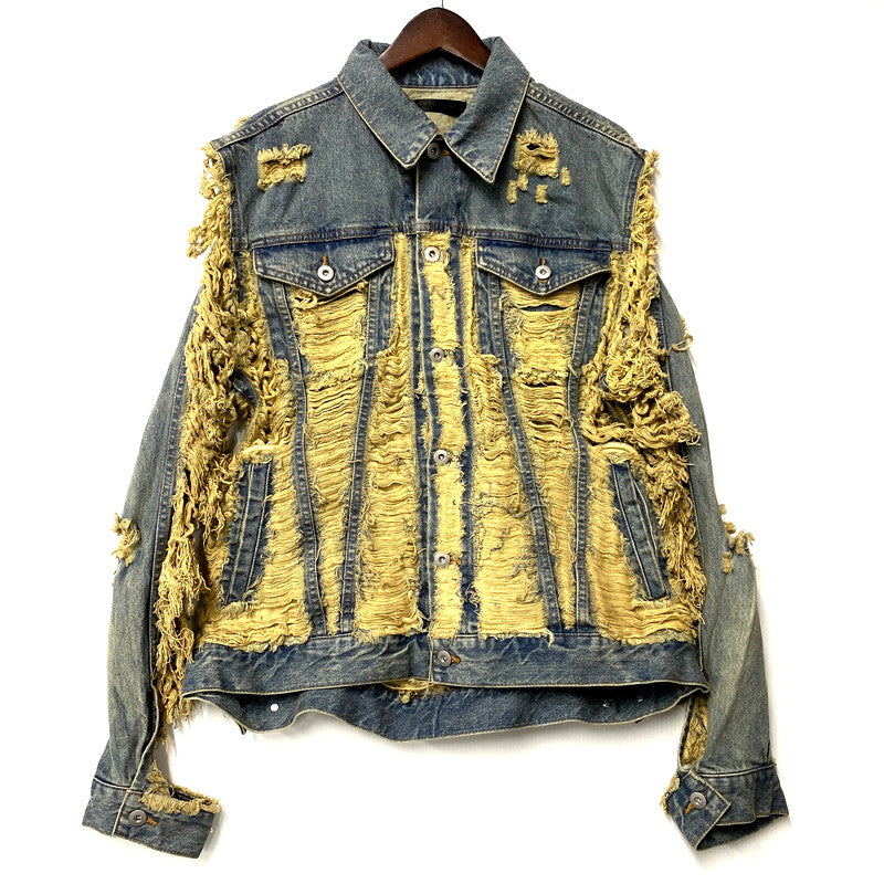 【中古品】【メンズ】  JUN NAKAYAMA ジュンナカヤマ JN DISTRESSED DENIM JACKET ディストレスドデニムジャケット アウター 長袖 140-250118-ma-11-izu サイズ：48 カラー：ライトインディゴ 万代Net店