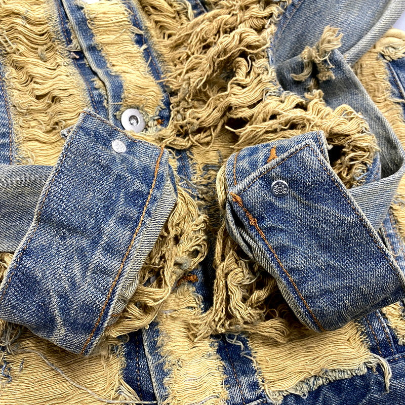 【中古品】【メンズ】  JUN NAKAYAMA ジュンナカヤマ JN DISTRESSED DENIM JACKET ディストレスドデニムジャケット アウター 長袖 140-250118-ma-11-izu サイズ：48 カラー：ライトインディゴ 万代Net店