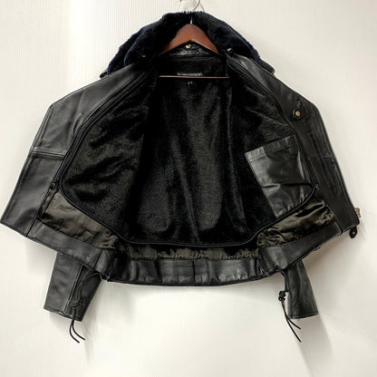 【中古品】【メンズ】  LIUGOO LEATHERS リューグーレザーズ BOA COLLAR DOUBLE RIDERS JACKET ボアカラーダブルライダースジャケット アウター 長袖 145-250118-ma-20-izu サイズ：M カラー：黒 万代Net店