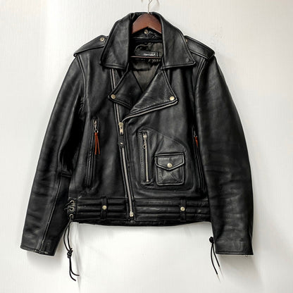 【中古品】【メンズ】  LIUGOO LEATHERS リューグーレザーズ BOA COLLAR DOUBLE RIDERS JACKET ボアカラーダブルライダースジャケット アウター 長袖 145-250118-ma-20-izu サイズ：M カラー：黒 万代Net店