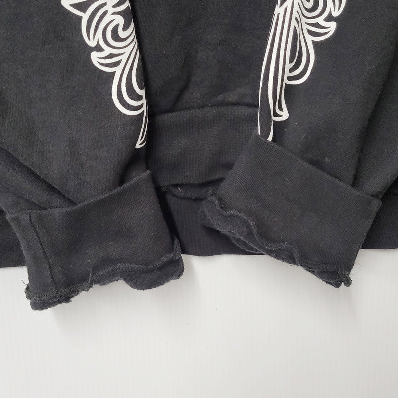 【中古品】【メンズ】 CHROME HEARTS クロムハーツ 408152701-465 HORSESHOE FLORAL CROSS PULLOVER HOODIE 国内正規 ホースシューフローラルクロスプルオーバーフーディー トップス パーカー 長袖 190-250119-ma-06-izu サイズ：XL カラー：黒 万代Net店