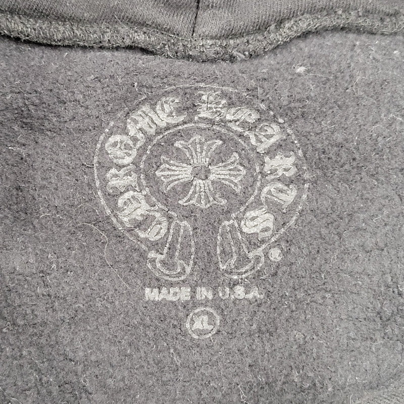【中古品】【メンズ】 CHROME HEARTS クロムハーツ 408152701-465 HORSESHOE FLORAL CROSS PULLOVER HOODIE 国内正規 ホースシューフローラルクロスプルオーバーフーディー トップス パーカー 長袖 190-250119-ma-06-izu サイズ：XL カラー：黒 万代Net店