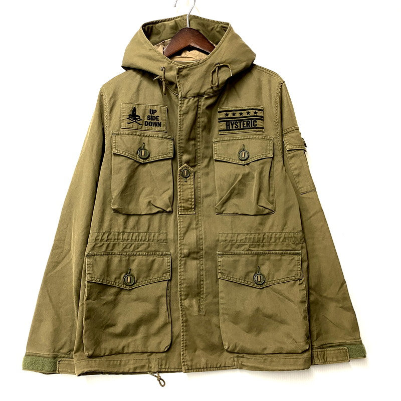 【中古品】【メンズ】 HYSTERIC GLAMOUR ヒステリックグラマー 0221AB06 HOODED MILITARY JACKET フーデッドミリタリージャケット アウター 長袖 140-250208-ma-16-izu サイズ：L カラー：グリーン系 万代Net店