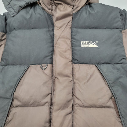 【現状渡し品】【メンズ】  FIRST DOWN ファーストダウン 172114 中国製 90S HOODED DOWN JACKET フーディ ダウン ジャケット 中綿 アウター 146-250120-mm-1-izu サイズ：XL カラー：ブラウン系 万代Net店