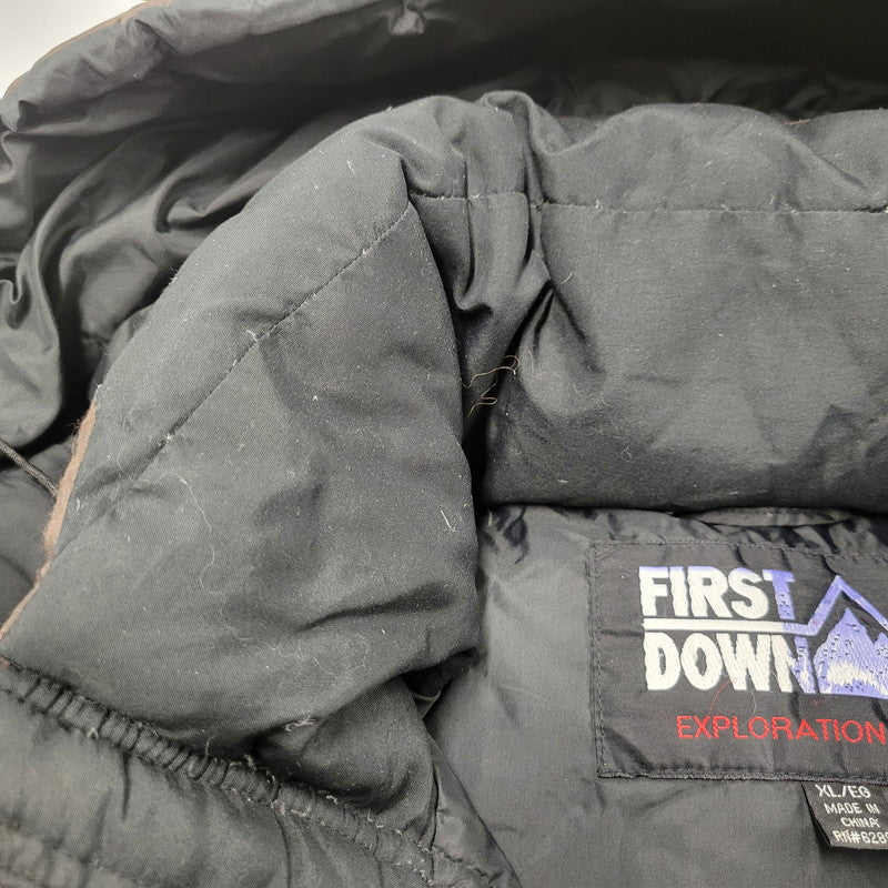 【現状渡し品】【メンズ】  FIRST DOWN ファーストダウン 172114 中国製 90S HOODED DOWN JACKET フーディ ダウン ジャケット 中綿 アウター 146-250120-mm-1-izu サイズ：XL カラー：ブラウン系 万代Net店