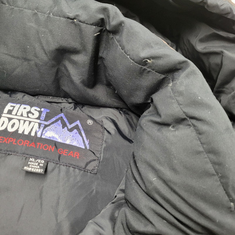 【現状渡し品】【メンズ】  FIRST DOWN ファーストダウン 172114 中国製 90S HOODED DOWN JACKET フーディ ダウン ジャケット 中綿 アウター 146-250120-mm-1-izu サイズ：XL カラー：ブラウン系 万代Net店