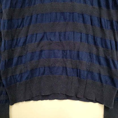 【中古品】【メンズ】 JUNYA WATANABE COMME des GARCONS MAN ジュンヤワタナベコムデギャルソンマン BORDER KNIT SWEATER WO-N009 AD2014 ボーダー ニット セーター 長袖 トップス 140-250123-as-28-izu サイズ：S カラー：ネイビー 万代Net店