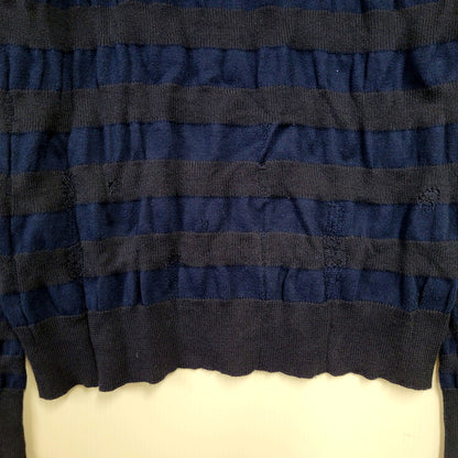 【中古品】【メンズ】 JUNYA WATANABE COMME des GARCONS MAN ジュンヤワタナベコムデギャルソンマン BORDER KNIT SWEATER WO-N009 AD2014 ボーダー ニット セーター 長袖 トップス 140-250123-as-28-izu サイズ：S カラー：ネイビー 万代Net店