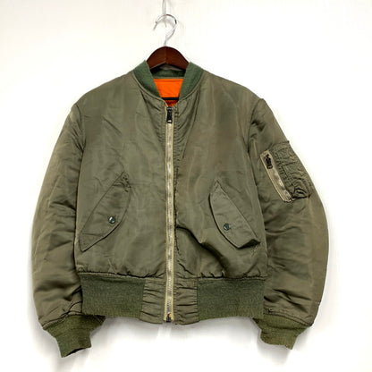 【中古品】【メンズ】  ALPHA INDUSTRIES アルファインダストリーズ IDEAL ZIP イデアルジップ 80S MA-1 FLIGHT JACKET USA製 80年代 エムエーワンフライトジャケット アウター 長袖 145-250121-ma-03-izu サイズ：不明 カラー：カーキ/オレンジ 万代Net店