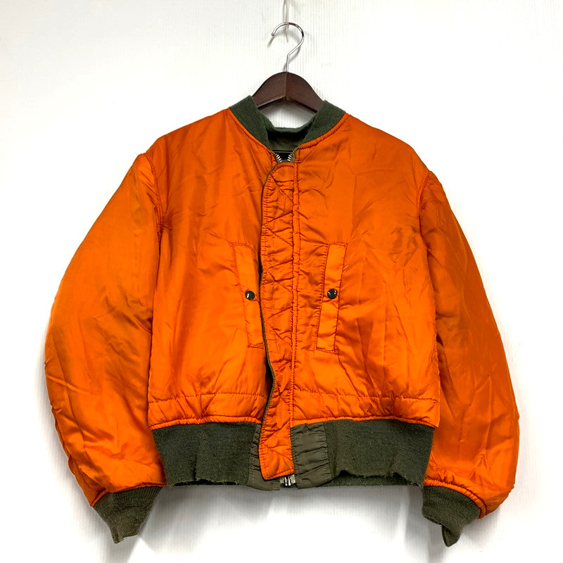 【中古品】【メンズ】  ALPHA INDUSTRIES アルファインダストリーズ IDEAL ZIP イデアルジップ 80S MA-1 FLIGHT JACKET USA製 80年代 エムエーワンフライトジャケット アウター 長袖 145-250121-ma-03-izu サイズ：不明 カラー：カーキ/オレンジ 万代Net店