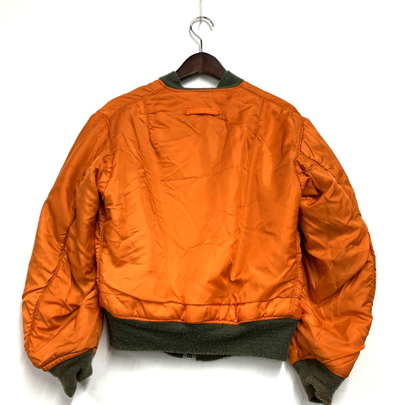 【中古品】【メンズ】  ALPHA INDUSTRIES アルファインダストリーズ IDEAL ZIP イデアルジップ 80S MA-1 FLIGHT JACKET USA製 80年代 エムエーワンフライトジャケット アウター 長袖 145-250121-ma-03-izu サイズ：不明 カラー：カーキ/オレンジ 万代Net店