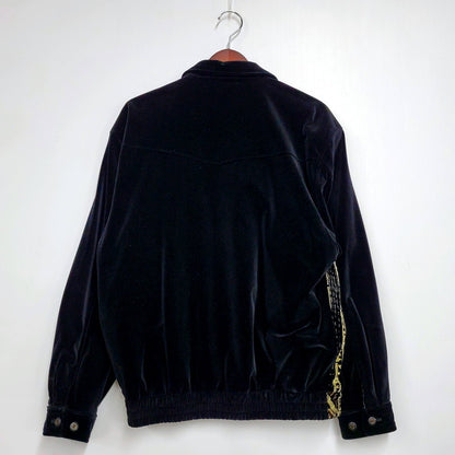 【中古品】【メンズ】  USED VELOR BLOUSON JACKET 日本製 ベロア ブルゾン ジャケット アウター 146-250123-as-08-izu サイズ：L カラー：ブラック 万代Net店