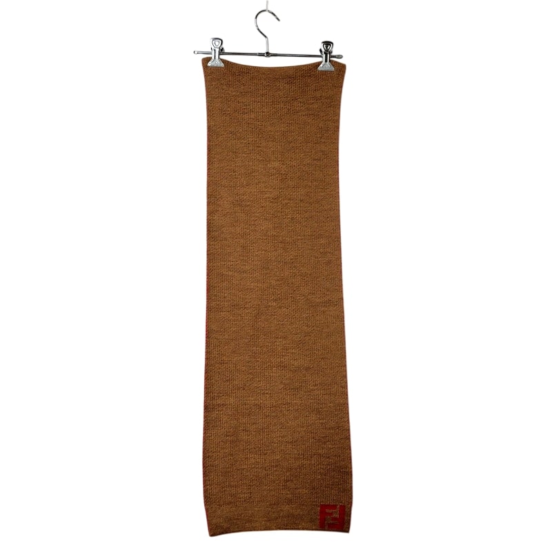 【中古品】【メンズ/レディース】 FENDI フェンディ WOOL MUFFLER ウール マフラー 183-250122-as-02-izu カラー：レッド×ブラウン 万代Net店