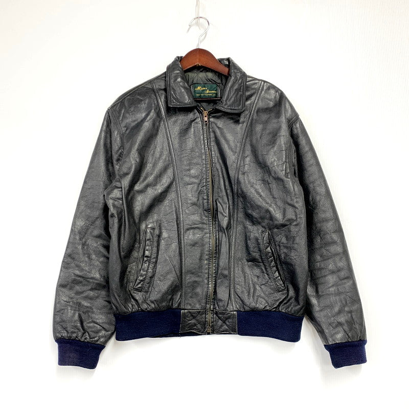 【現状渡し品】【メンズ】  MISTER SANWA ミスターサンワ 90S LEATHER BLOUSON JACKET レザー ブルゾン ジャケット アウター 146-250122-as-09-izu サイズ：L カラー：ブラック 万代Net店