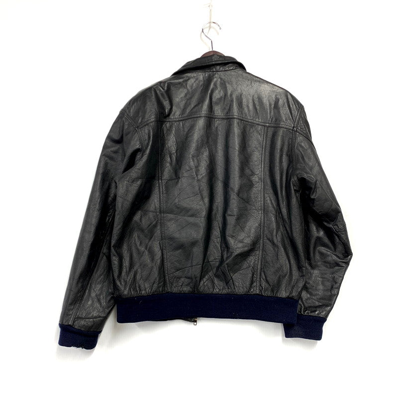 【現状渡し品】【メンズ】  MISTER SANWA ミスターサンワ 90S LEATHER BLOUSON JACKET レザー ブルゾン ジャケット アウター 146-250122-as-09-izu サイズ：L カラー：ブラック 万代Net店