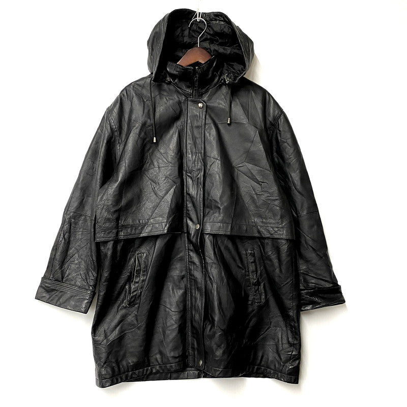 【現状渡し品】【メンズ】 SEQUENCE シークエンス HOODED LEATHER COAT フーデッドレザーコート アウター 長袖 146-250123-ma-06-izu サイズ：L カラー：黒 万代Net店