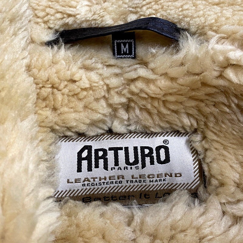 【中古品】【メンズ】  ARTURO LEATHER アルトゥーロレザー 80S REAL SHEEPSKIN MOUTON JACKET 80年代 リアルシープスキンムートンジャケット アウター 長袖 146-250123-ma-05-izu サイズ：M カラー：茶系 万代Net店