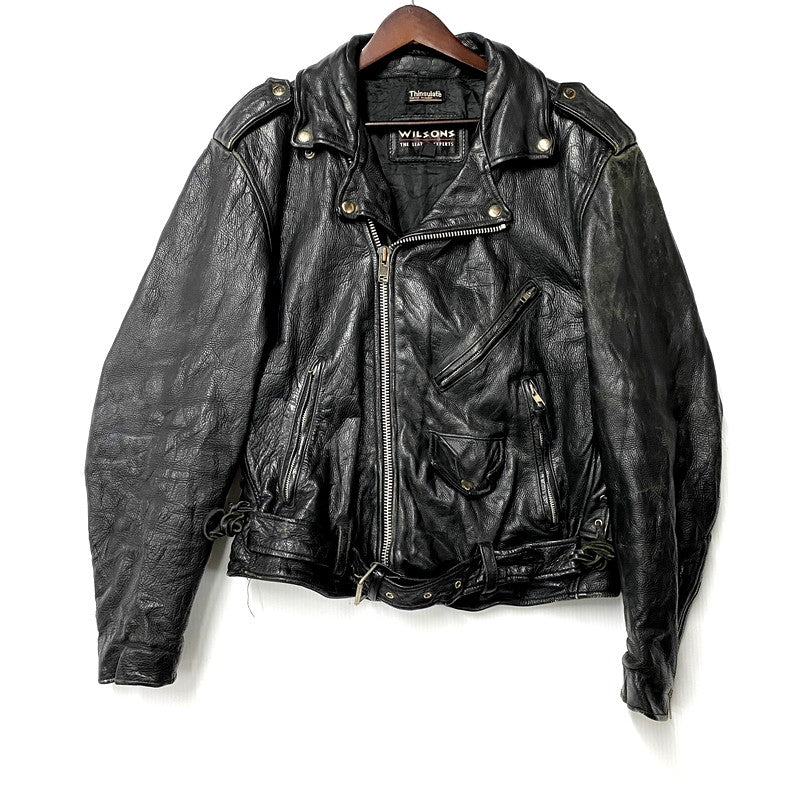 【現状渡し品】【メンズ】  WILSONS ウィルソンズ 90S LEATHER RIDERS JACKET 90年代 レザーライダースジャケット アウター 長袖 146-250123-ma-10-izu サイズ：M カラー：黒 万代Net店