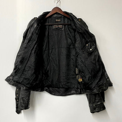 【現状渡し品】【メンズ】  WILSONS ウィルソンズ 90S LEATHER RIDERS JACKET 90年代 レザーライダースジャケット アウター 長袖 146-250123-ma-10-izu サイズ：M カラー：黒 万代Net店