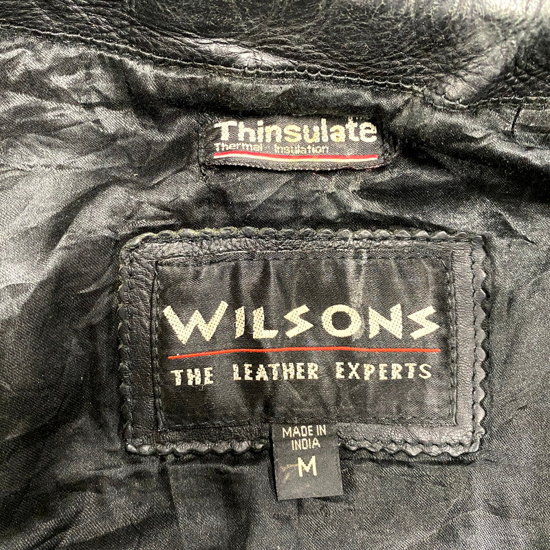 【現状渡し品】【メンズ】  WILSONS ウィルソンズ 90S LEATHER RIDERS JACKET 90年代 レザーライダースジャケット アウター 長袖 146-250123-ma-10-izu サイズ：M カラー：黒 万代Net店