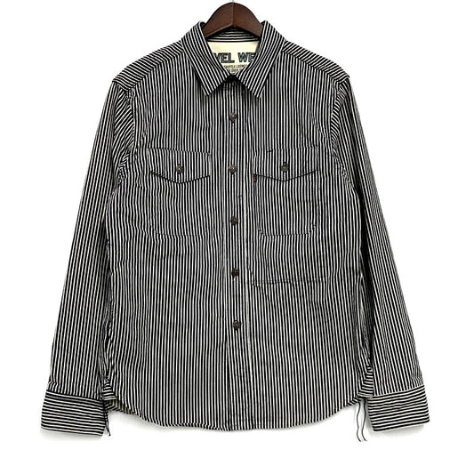 【中古品】【メンズ】  UES CLOTHING MFG.CO ウエス 500TS LS TRAVELING SHIRT HICKORY ロングスリーブトラベリングシャツ ヒッコリー トップス 長袖 145-250123-ma-04-izu サイズ：2 カラー：ネイビー系 万代Net店