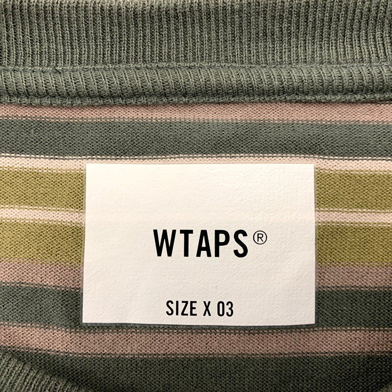 【中古品】【メンズ】 WTAPS ダブルタップス 23SS BDY 01 LS COTTON.TEXTILE.WUT 231ATDT-CSM20 ボーダー ロングスリーブ コットン テキスタイル 長袖 トップス 142-250201-as-18-izu サイズ：03 カラー：マルチカラー 万代Net店