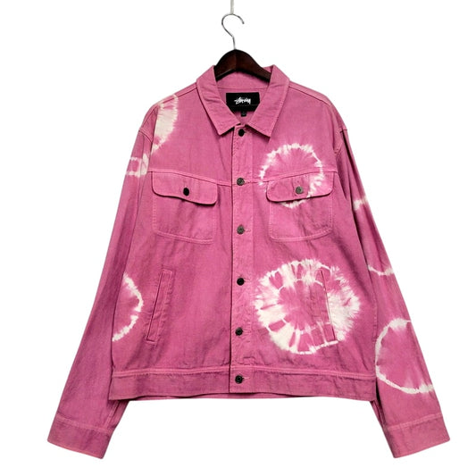 【中古品】【メンズ】 STUSSY ステューシー BLEACH DYED TRUCKER JACKET 115396 ブリーチ ダイ トラッカー ジャケット アウター 142-250131-as-25-izu サイズ：XL カラー：ピンク 万代Net店