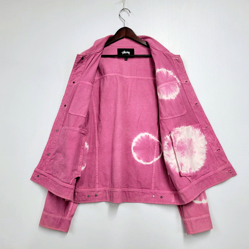 【中古品】【メンズ】 STUSSY ステューシー BLEACH DYED TRUCKER JACKET 115396 ブリーチ ダイ トラッカー ジャケット アウター 142-250131-as-25-izu サイズ：XL カラー：ピンク 万代Net店