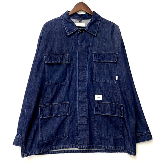 【中古品】【メンズ】 WTAPS ダブルタップス 23SS JMOD LS COTTON.DENIM.PASTHG 231WVDT-SHM02 ロングスリーブ コットン デニム 長袖 シャツ ジャケット 142-250131-as-13-izu サイズ：02 カラー：インディゴ 万代Net店