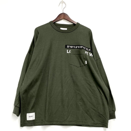 【中古品】【メンズ】 WTAPS ダブルタップス 22AW WTUBE LS COTTON 22ATDT-CSM11 ロングスリーブ Tシャツ 長袖 トップス 142-250208-as-03-izu サイズ：03 カラー：グリーン 万代Net店