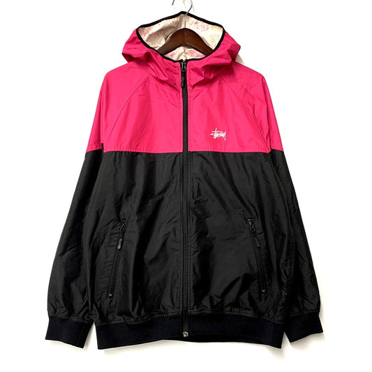 【中古品】【メンズ】  STUSSY AUTHENTIC GEAR ステューシーオーセンティックギア 00S HOODED NYLON JACKET 00年代 フーデッドナイロンジャケット アウター 長袖 142-250208-ma-06-izu サイズ：L カラー：ピンク/黒 万代Net店